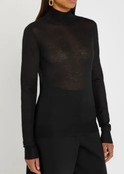 High-neck cashmere knit top