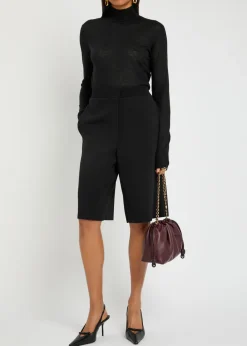 High-neck cashmere knit top
