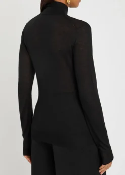High-neck cashmere knit top