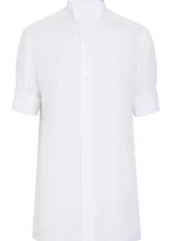 High-neck cotton-poplin shirt