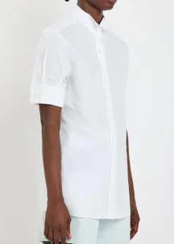 High-neck cotton-poplin shirt