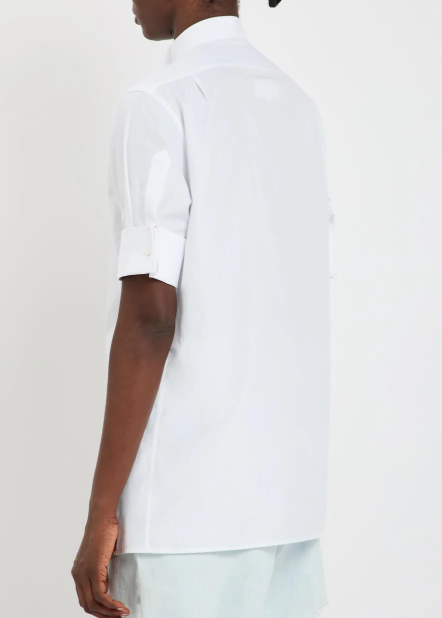 High-neck cotton-poplin shirt