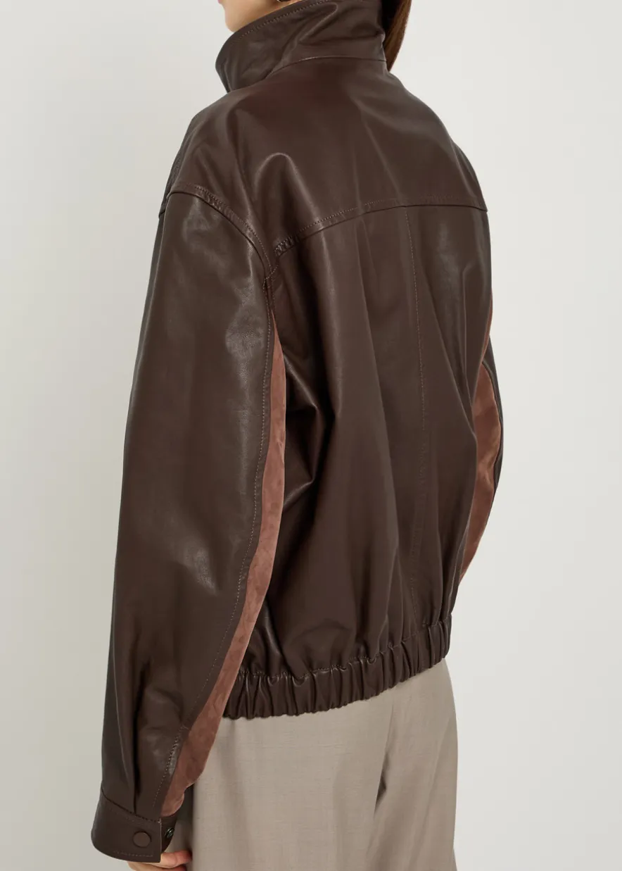 High-neck leather jacket