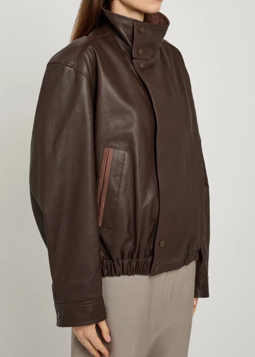 High-neck leather jacket