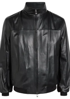 High-neck leather jacket