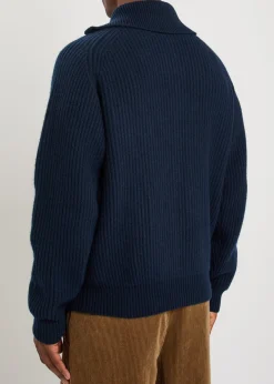 High-neck ribbed-wool jumper