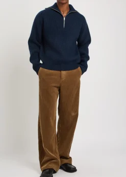 High-neck ribbed-wool jumper