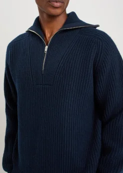 High-neck ribbed-wool jumper