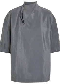 High-neck silk-blend top