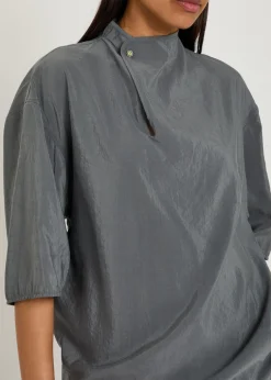 High-neck silk-blend top
