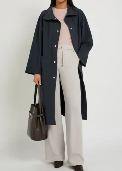 High-neck stretch-polyamide coat