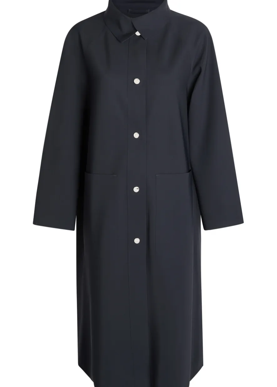 High-neck stretch-polyamide coat