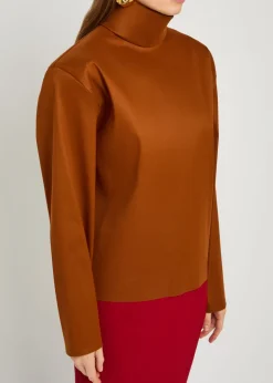 High-neck stretch-silk top