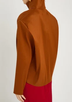 High-neck stretch-silk top