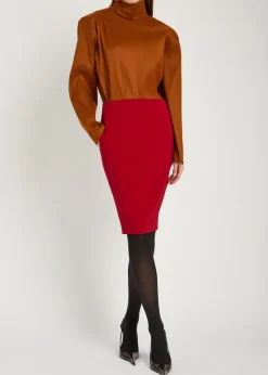 High-neck stretch-silk top