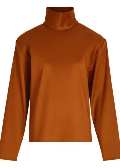 High-neck stretch-silk top