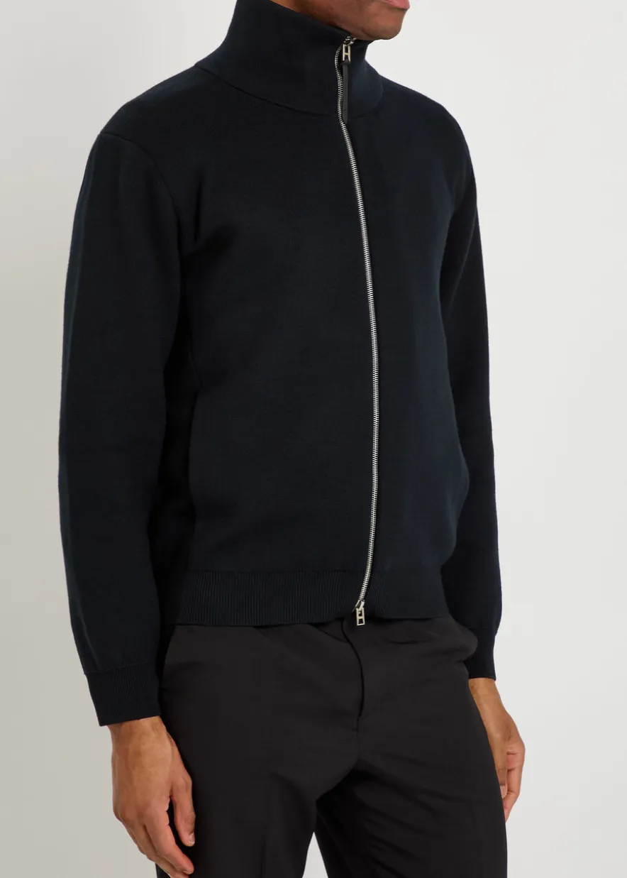 High-neck wool-blend jacket