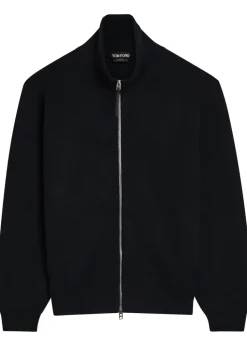 High-neck wool-blend jacket