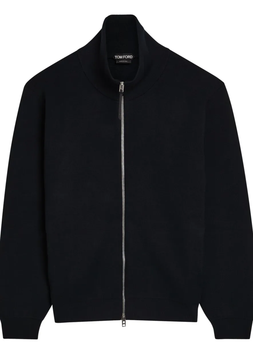 High-neck wool-blend jacket