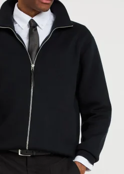 High-neck wool-blend jacket