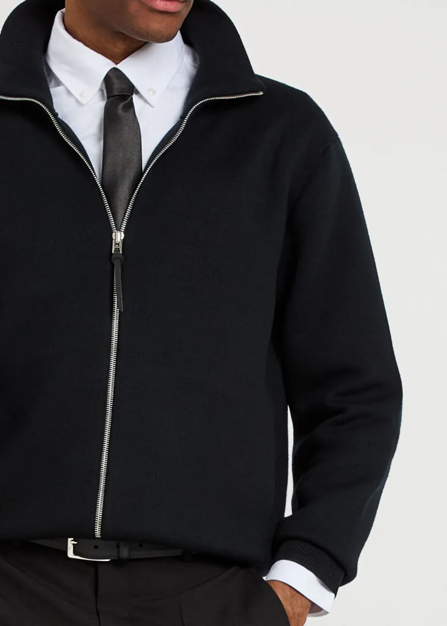 High-neck wool-blend jacket