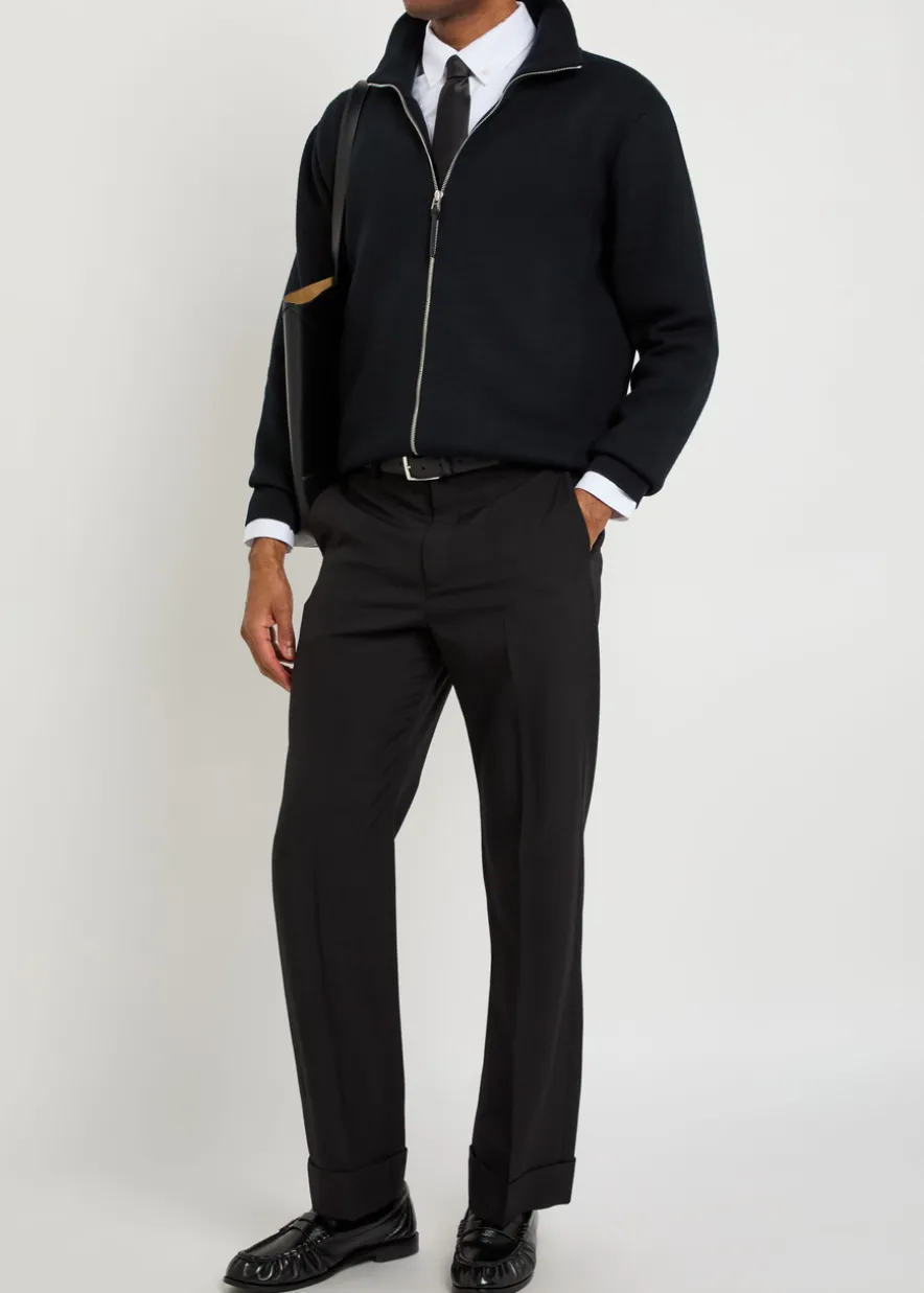 High-neck wool-blend jacket