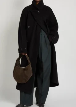High-neck wool coat
