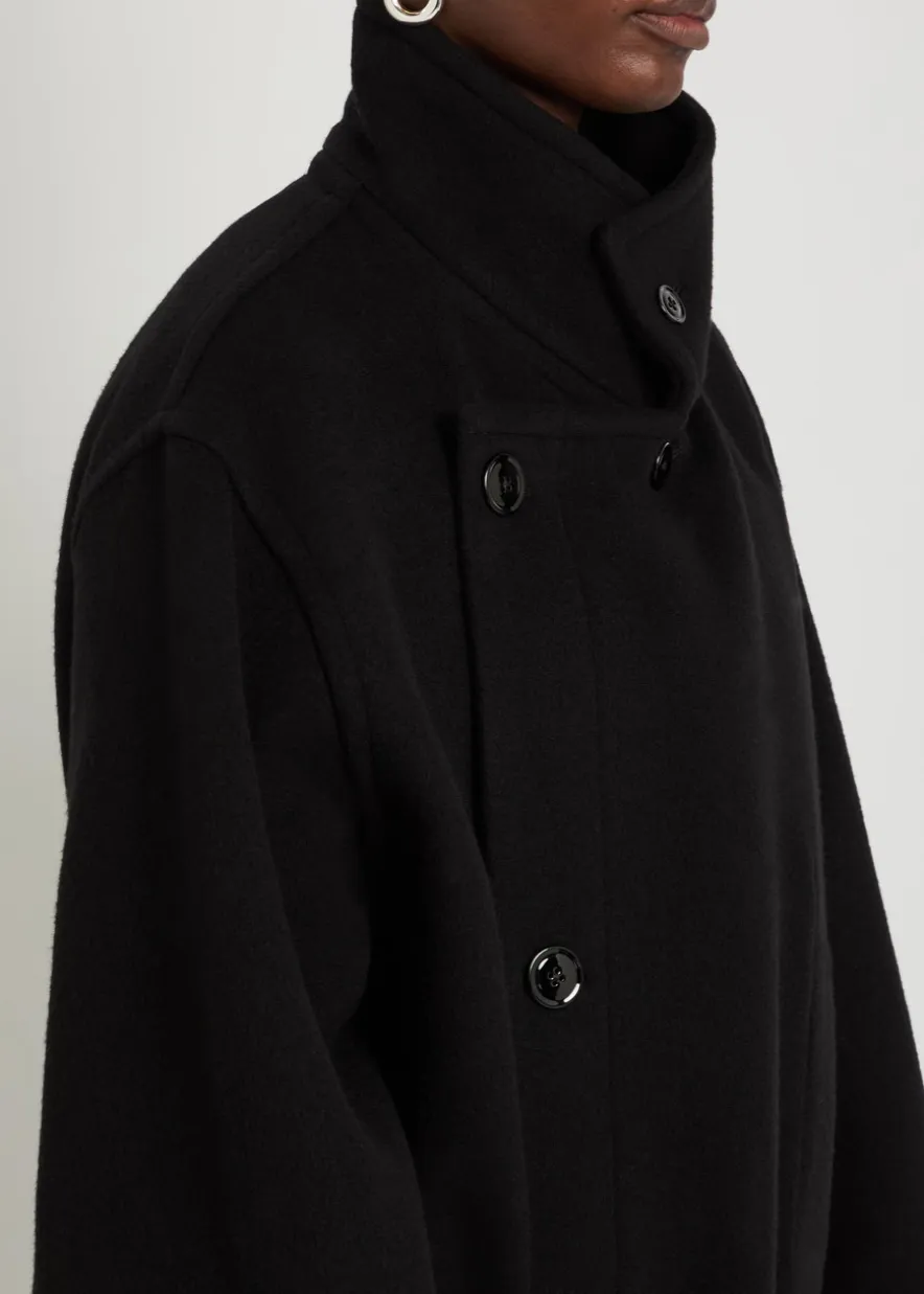 High-neck wool coat