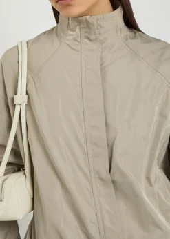 High-neck woven windbreaker jacket