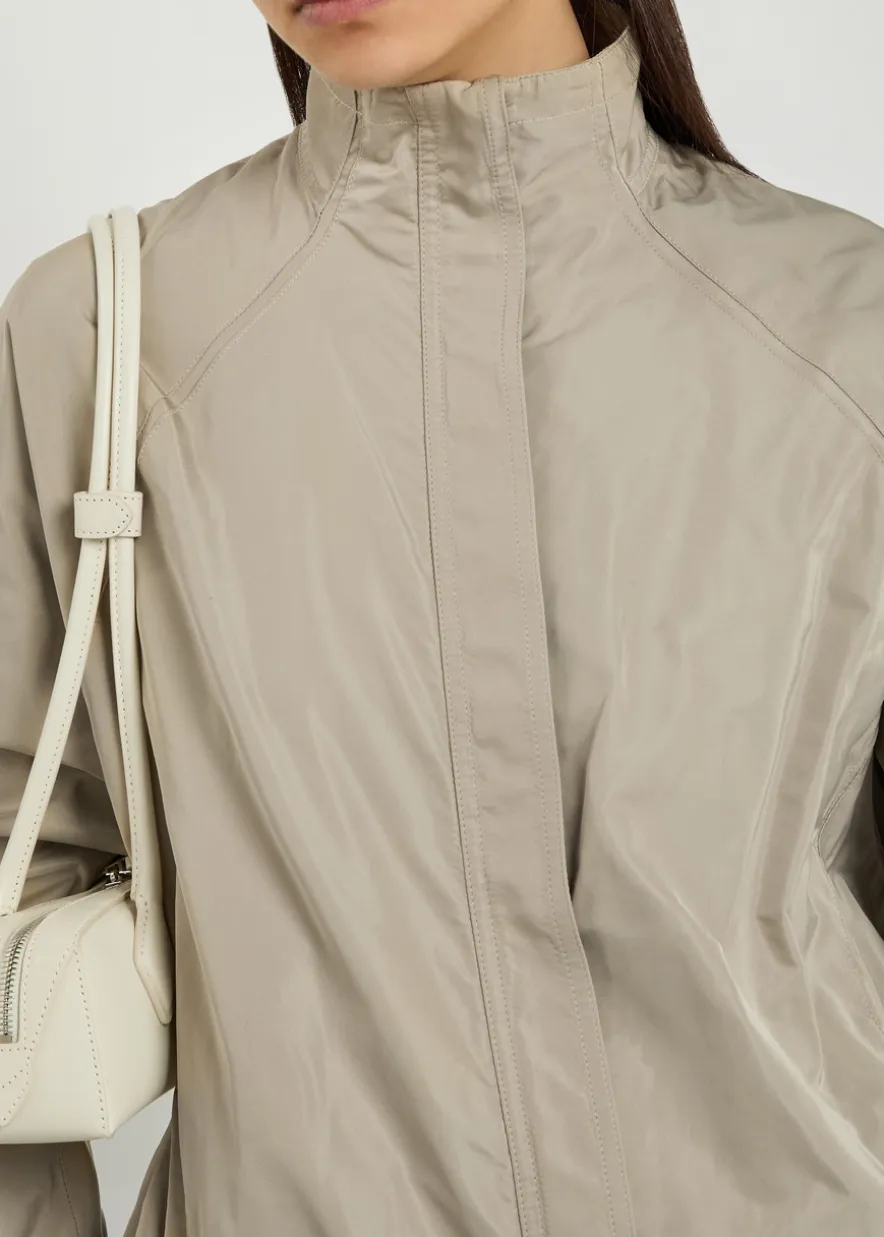High-neck woven windbreaker jacket