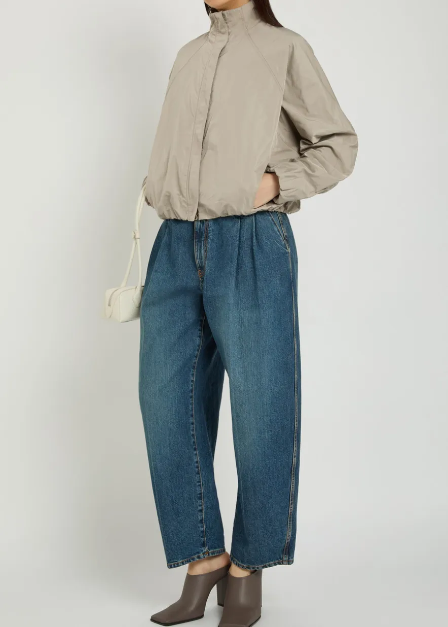 High-neck woven windbreaker jacket