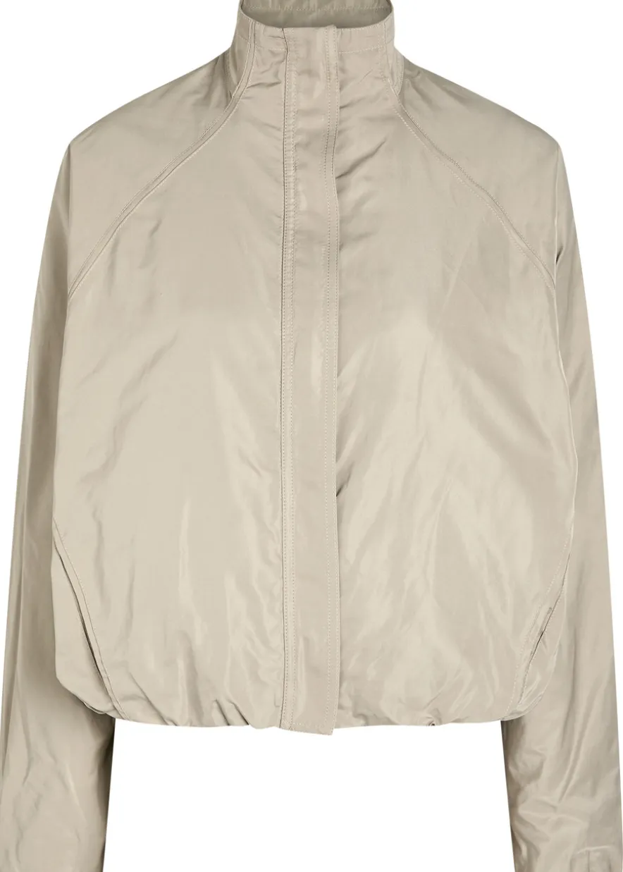 High-neck woven windbreaker jacket