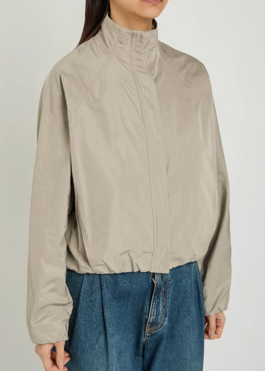 High-neck woven windbreaker jacket