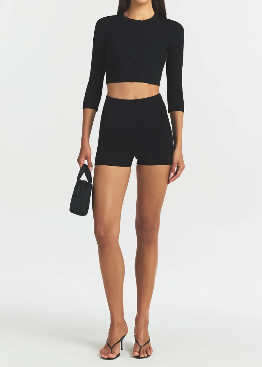 High-waisted knit shorts