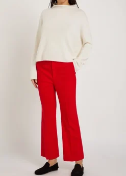 High-waisted stretch-wool trousers