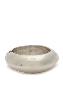 Hinged rhodium-plated bracelet