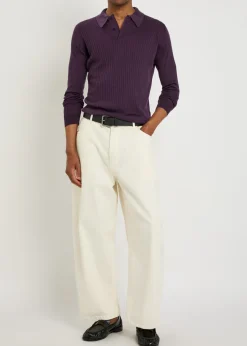 Hodson ribbed merino wool polo shirt