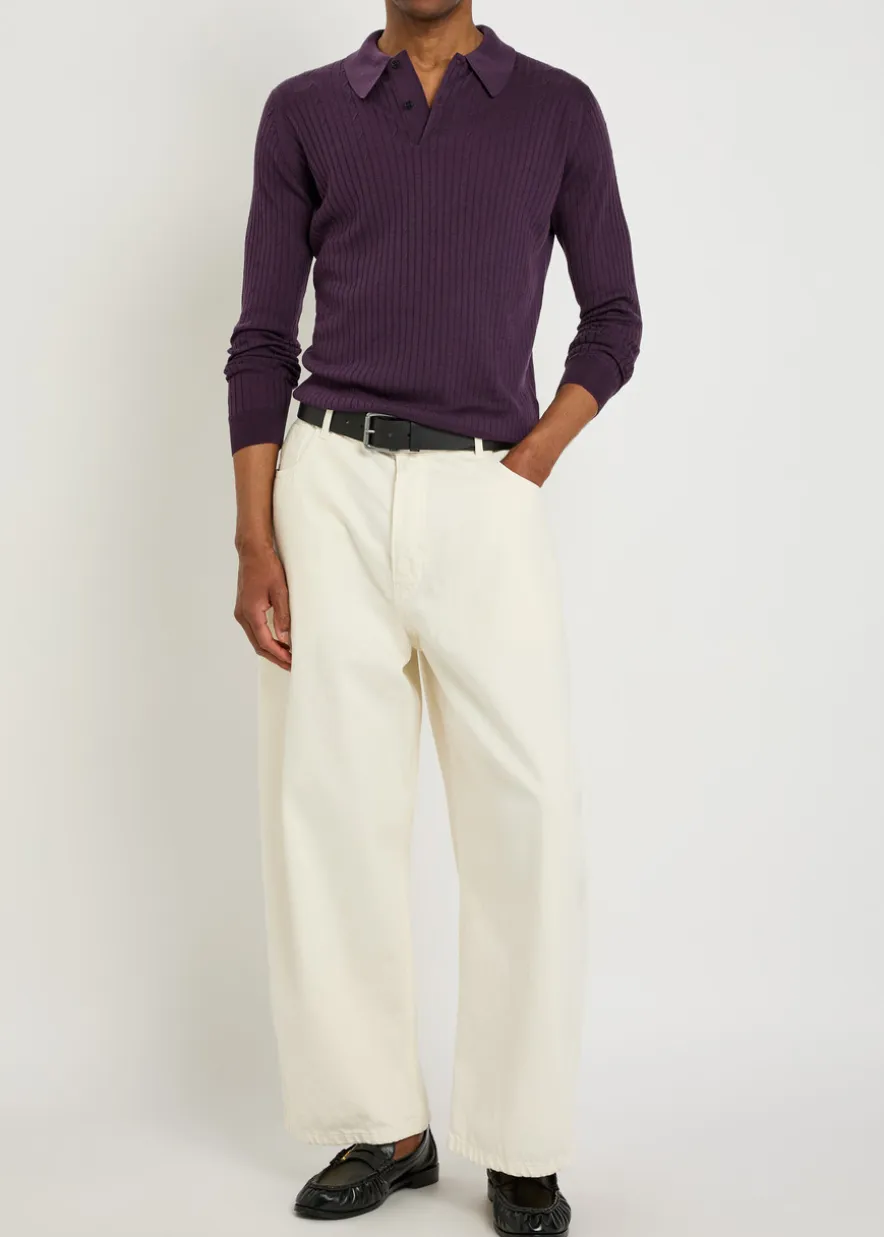 Hodson ribbed merino wool polo shirt