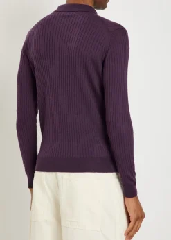 Hodson ribbed merino wool polo shirt