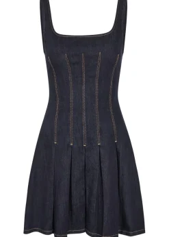 Hollis pleated denim mini dress