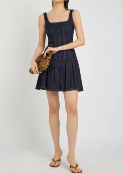 Hollis pleated denim mini dress