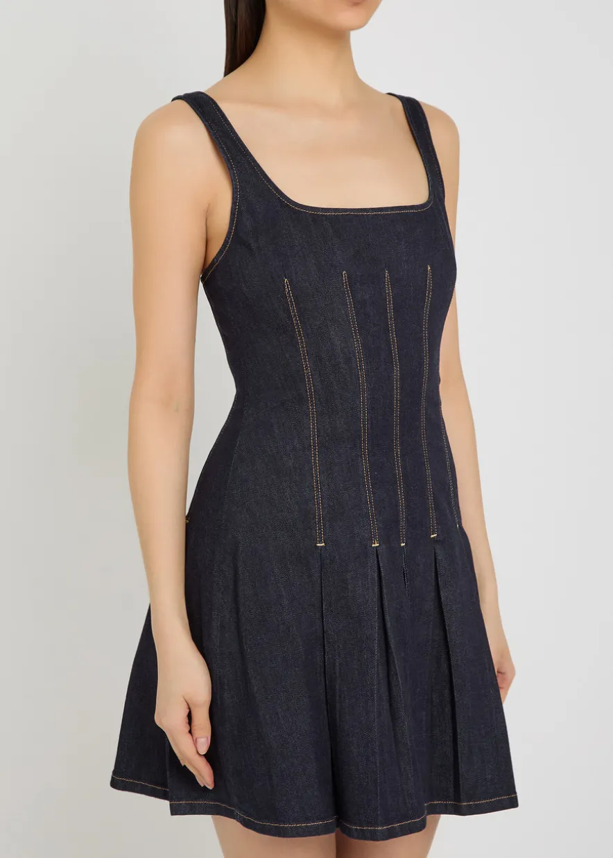 Hollis pleated denim mini dress
