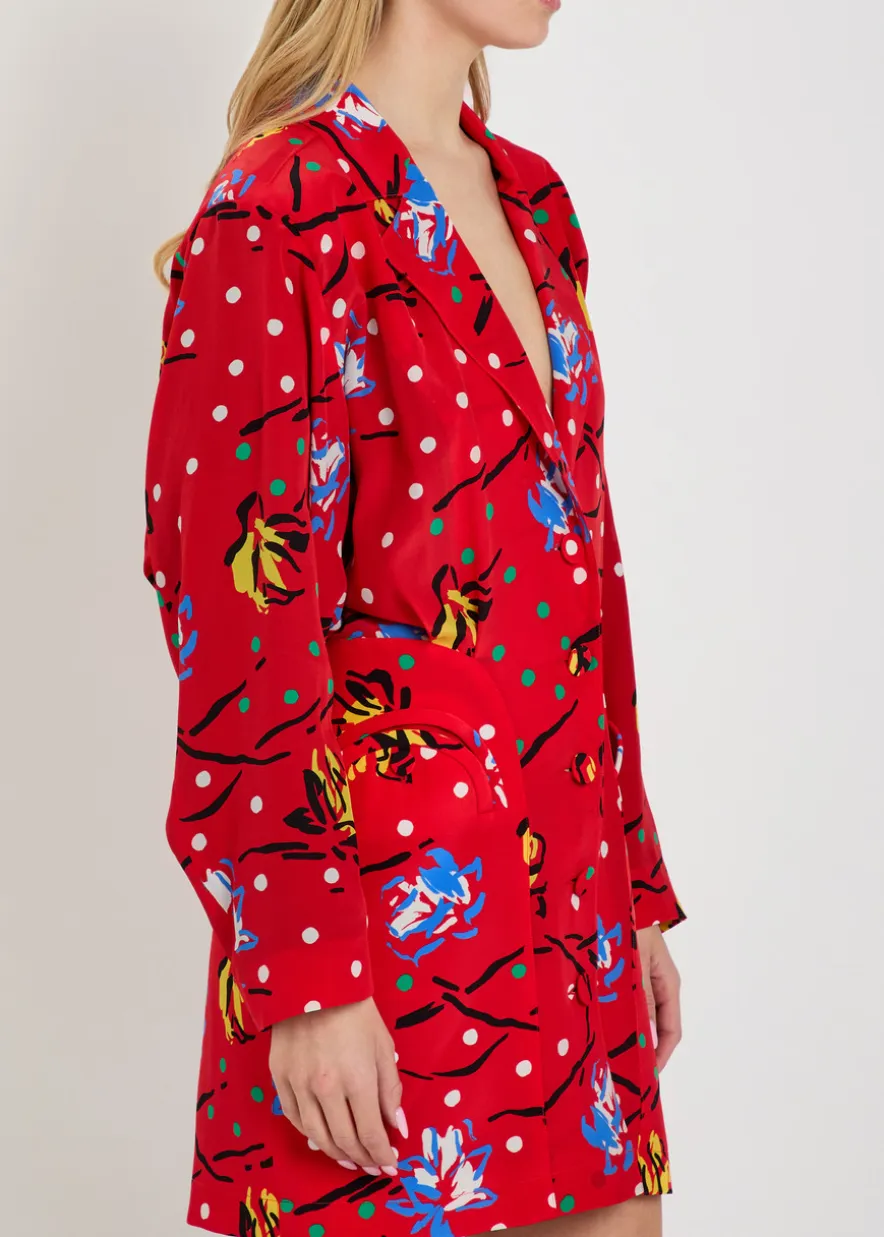 Honeybelle printed silk mini shirt dress