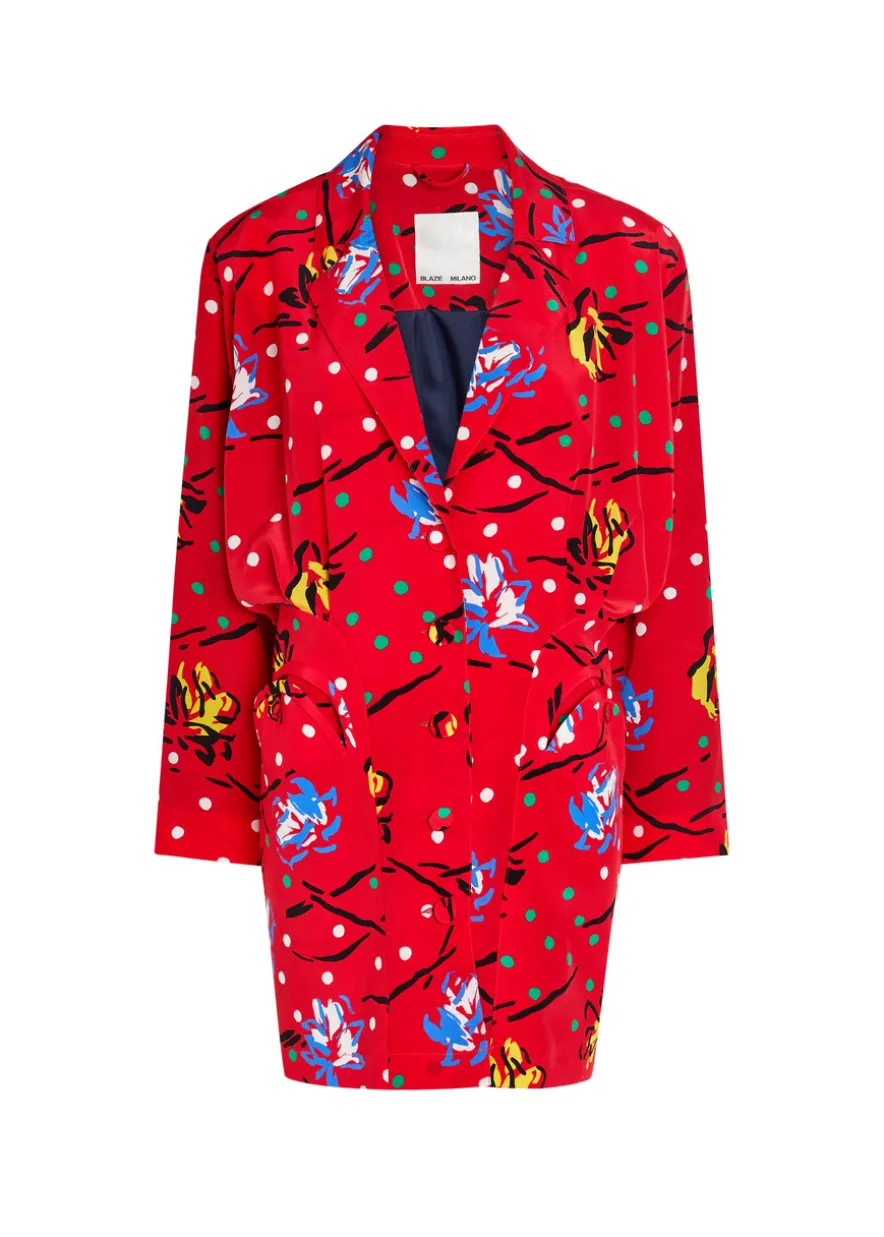 Honeybelle printed silk mini shirt dress