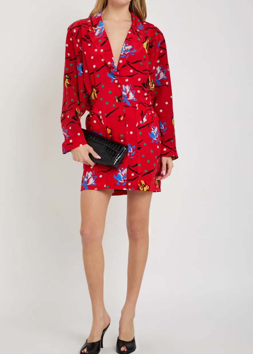 Honeybelle printed silk mini shirt dress