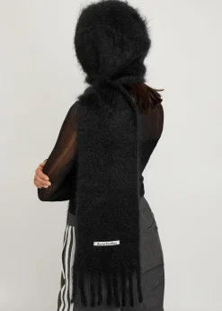 Hooded brushed mohair-blend scarf