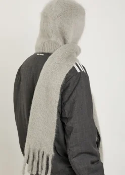 Hooded brushed mohair-blend scarf