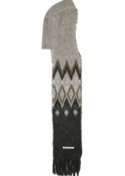 Hooded brushed mohair-blend scarf