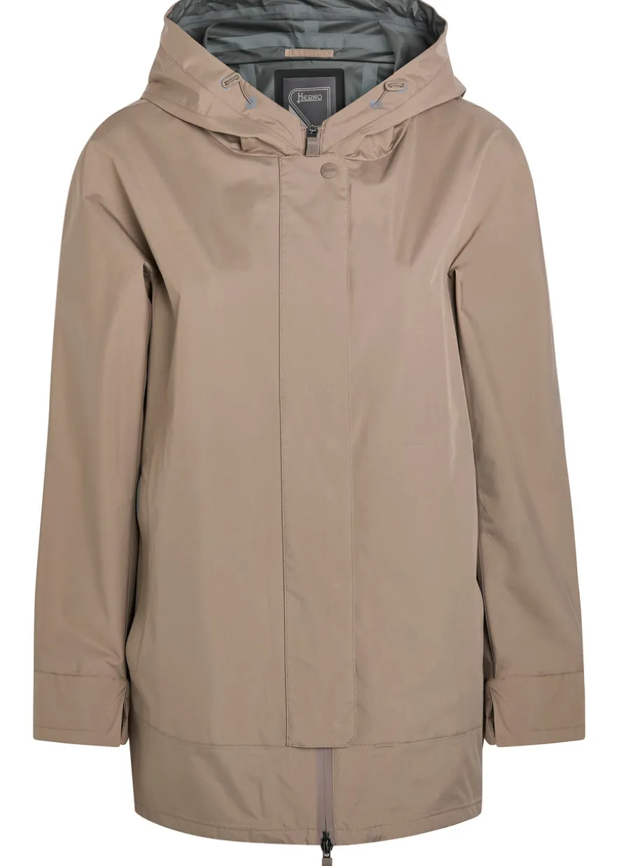 Hooded brushed shell jacket