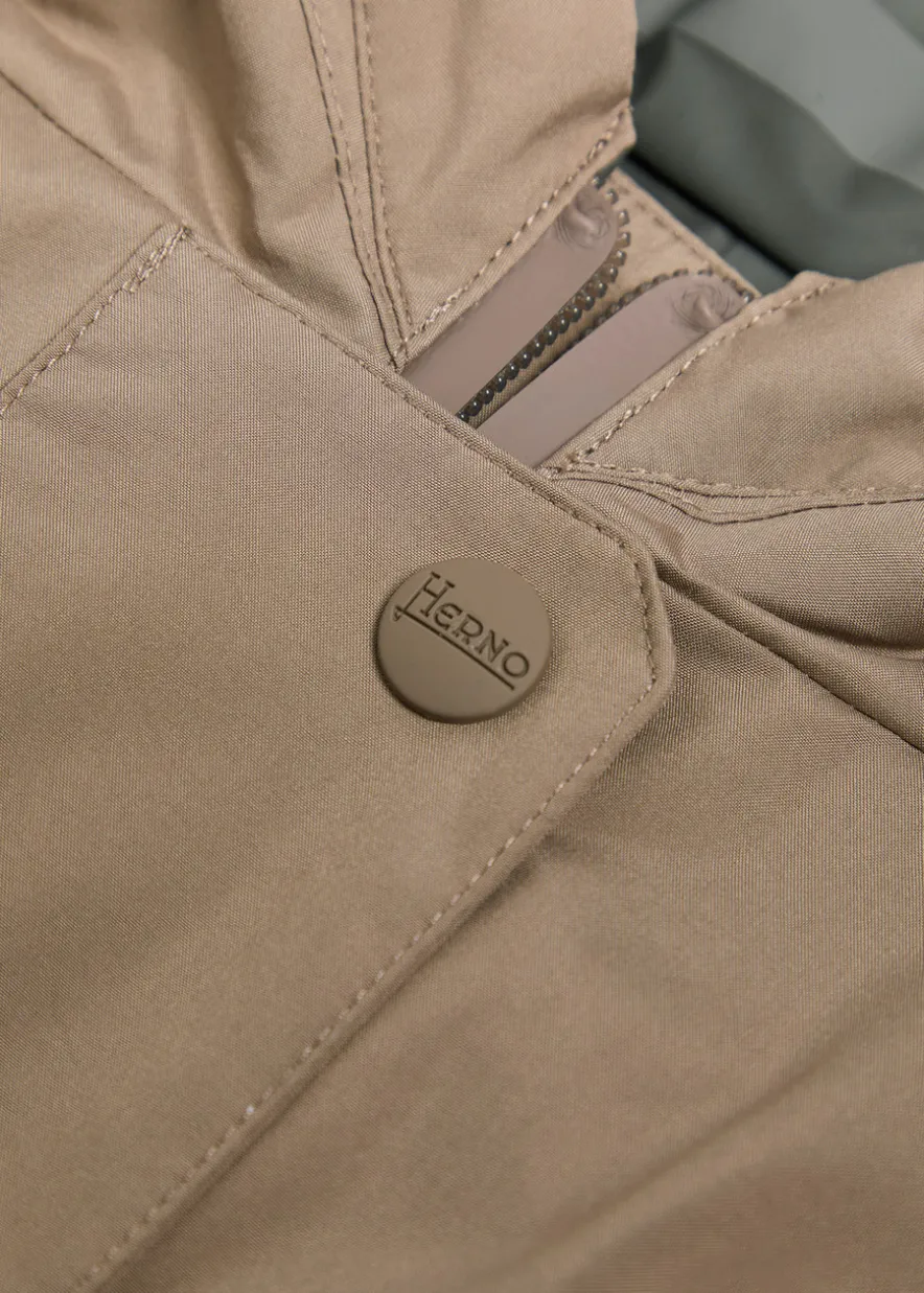 Hooded brushed shell jacket